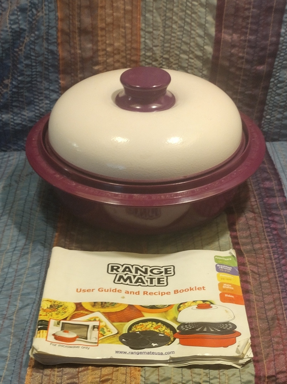 Purple and Cream Microwave Steamer with Lid